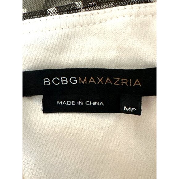 Vintage Y2K BCBGMaxAzria Strapless Dress Medium Petite Mesh Tulle Brown - Picture 10 of 13